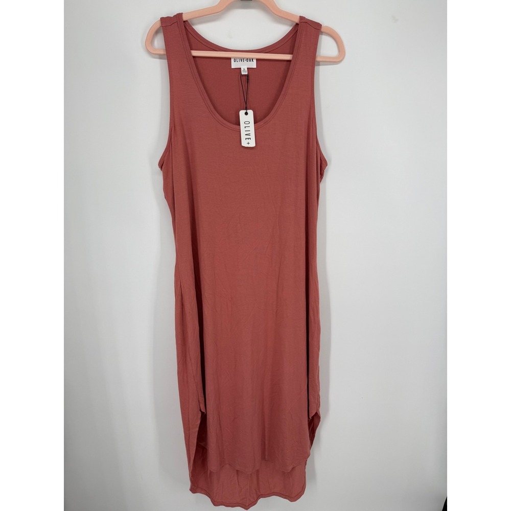 Olive + Oak Tank Dress Womens XL Rust High-Low Scoop Neck Boho Earthy
